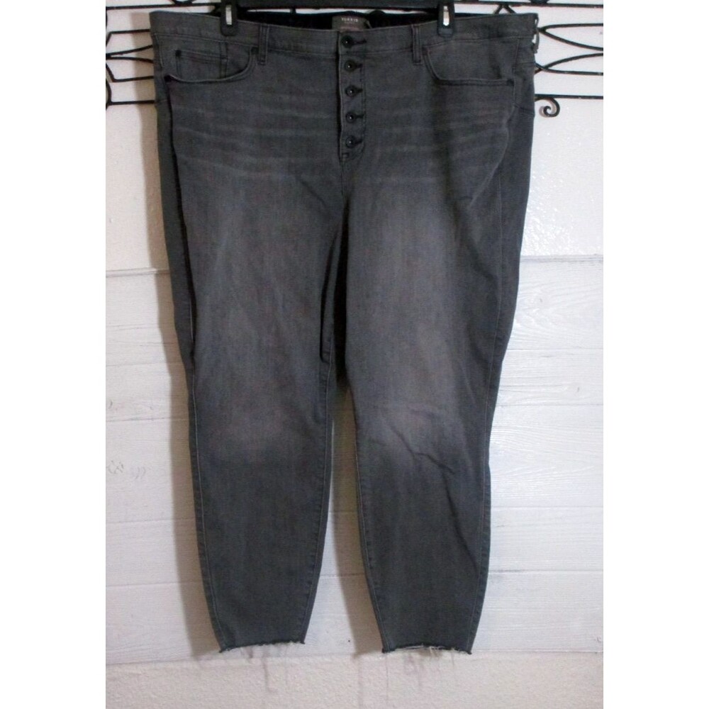 Torrid Super Soft Jeans Women's Plus Size 26R Gray Button Front